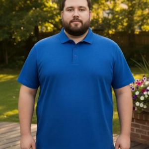 Polos Hombre Talla Plus Azul Liso